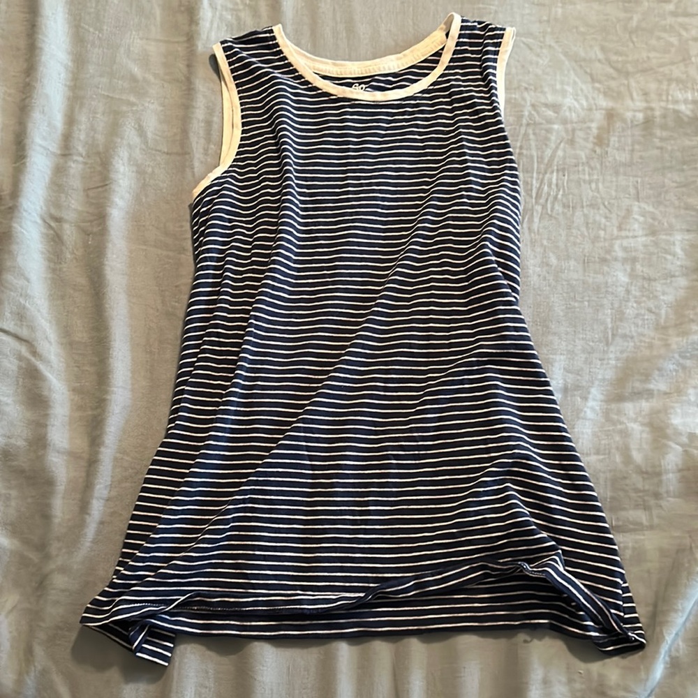 Sleeveless navy striped shirt XS